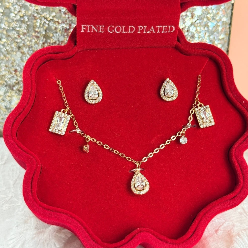 ⚜️ SET | Chic 18Kt White Gold Plated with Cubic Zirconia - Picture 5 of 8